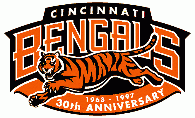 Cincinnati Bengals 1997 Anniversary Logo iron on transfers for clothing